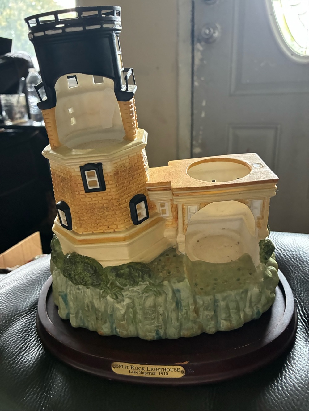 PartyLite Ceramic Lighthouse Lantern in Yellow, Black and Green